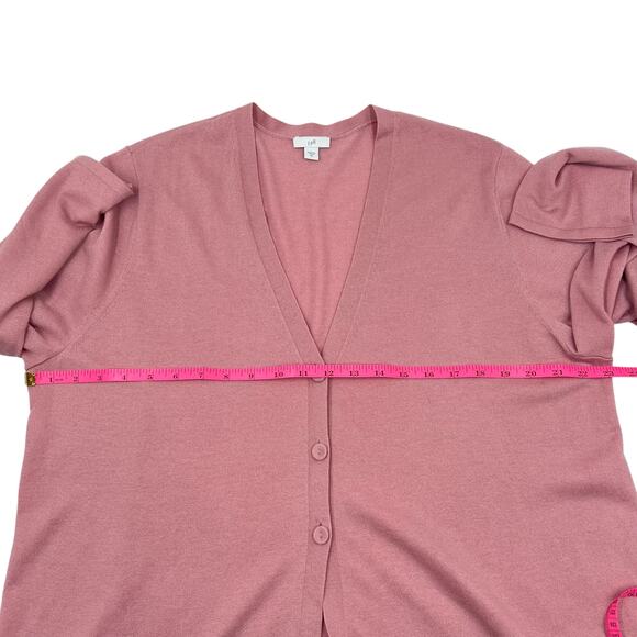 J. Jill Womens Pink Wool Blend Soft Knit Coastal Sweater Cardigan Sz XL - Picture 10 of 13